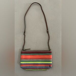 Elliott Lucca Rainbow Stripe Chain Strap Shoulder Bag with Leather Trim